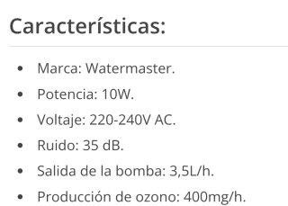 Generador Ozono Aire/Agua Water Master O3-400