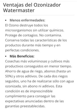 Generador Ozono Aire/Agua Water Master O3-400