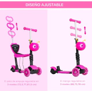 Patinete para niños +18 meses 3 ruedas, rosa