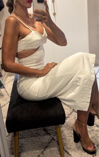 Vestido Zara Denim Cut Out Blanco