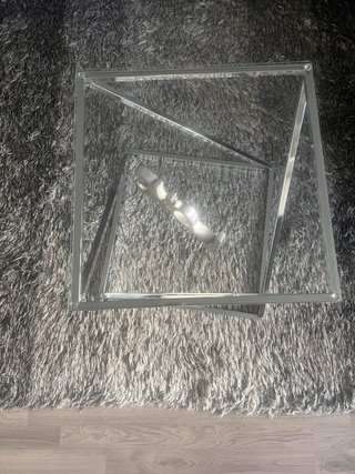 Mesa de centro cristal y metal
