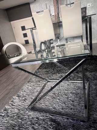 Mesa de centro cristal y metal