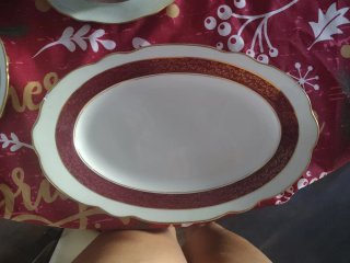 Vajilla Santa Clara Porcelana Roja y Blanca
