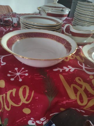 Vajilla Santa Clara Porcelana Roja y Blanca