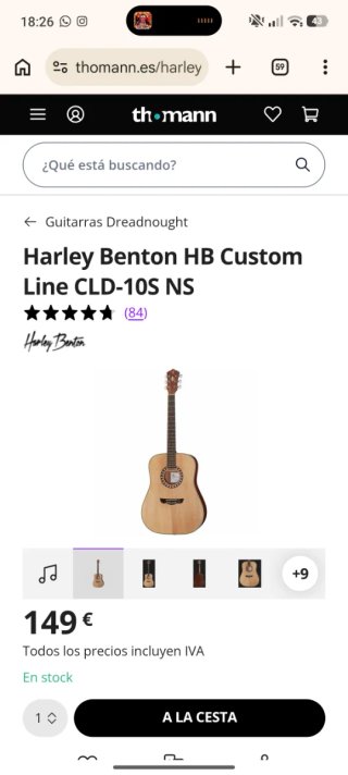 Guitarra Acústica Harley Benton HB Custom Line