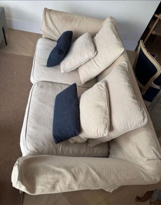 Sofá Beccara 3 plazas beige de lino