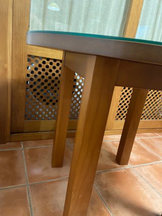 Mesa redonda madera y cristal