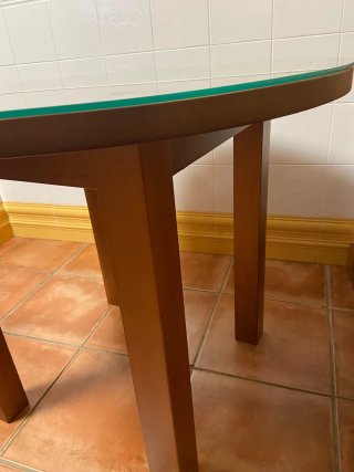 Mesa redonda madera y cristal
