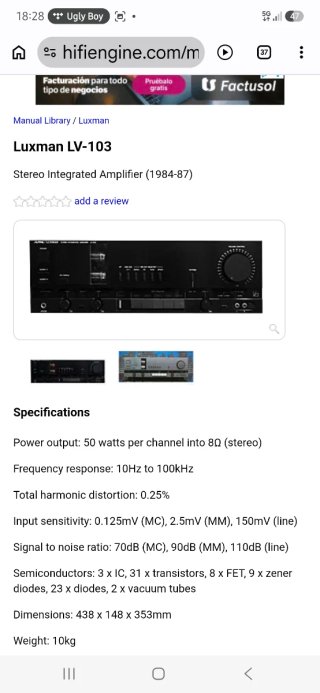 Luxman LV-103 Amplificador previo valvular.