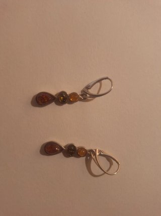 Pendientes Plata Ley y Ámbar