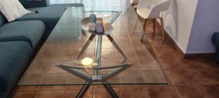 Mesa de centro cristal y cromo