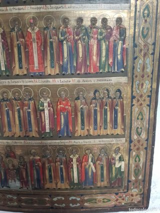 Icono Ruso Siglo XIX Personajes Dorados