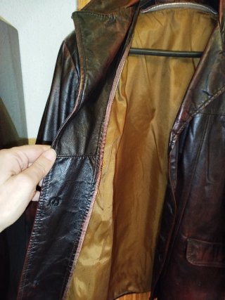 Chaqueta Cuero Vintage Años 70 Marrón