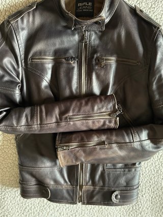 Giacca Pelle Biker Rifle Jeans Tg S