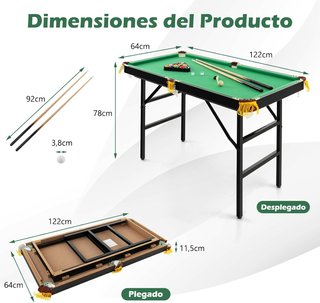 Mesa de Billar Nueva Plegable con Accesorios