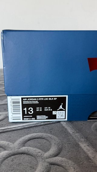 Air Jordan 3 Retro Levi's Negro Denim Talla 42 DS