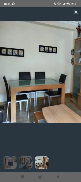 Mesa comedor y 4 sillas cristal y madera