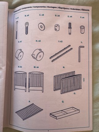 CUNA BEBÉ CON CAJÓN + COLCHÓN + ALMOHADA + TEXTIL