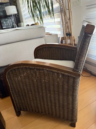 2 sillones mimbre y madera para interior, exterior