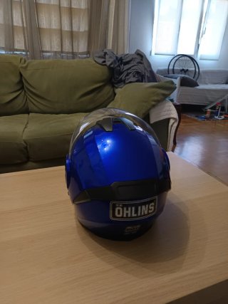 Casco de moto azul talla M