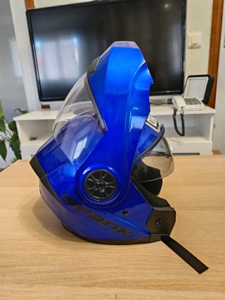 Casco de moto azul talla M