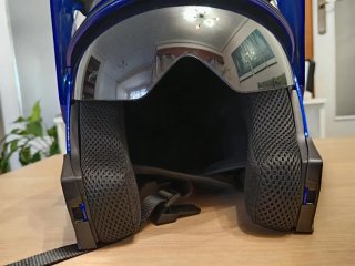 Casco de moto azul talla M