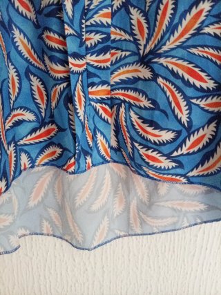 Camicia etnica fantasia blu e arancio