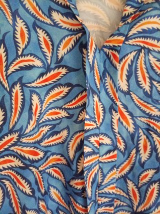 Camicia etnica fantasia blu e arancio