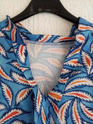 Camicia etnica fantasia blu e arancio