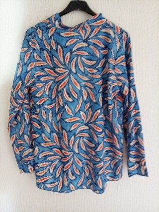 Camicia etnica fantasia blu e arancio
