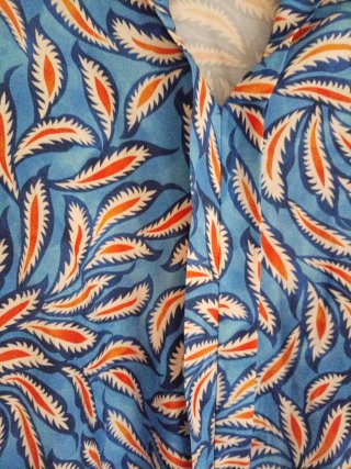 Camicia etnica fantasia blu e arancio