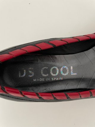DS Cool Zapatos Salón de Cuero Negros con Rojo