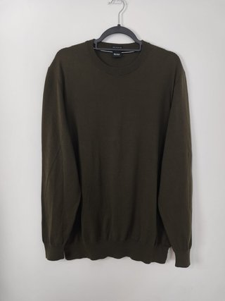 BOSS Hugo Boss Khaki Green Crew Neck Knit Jumper –