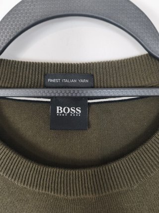 BOSS Hugo Boss Khaki Green Crew Neck Knit Jumper –