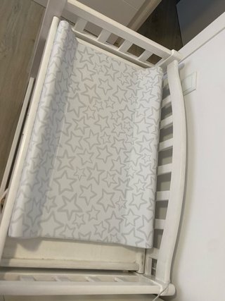 Cambiador bebé madera blanco con almacenaje