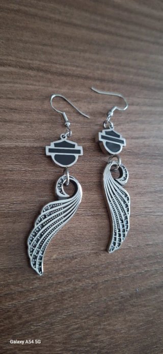 Orecchini Harley Davidson Ali Argento Nero