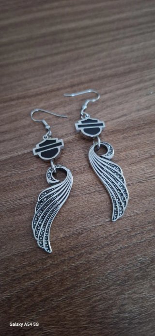 Orecchini Harley Davidson Ali Argento Nero