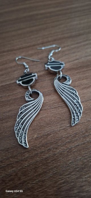 Orecchini Harley Davidson Ali Argento Nero