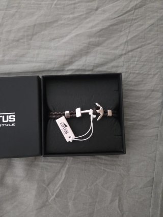 Pulsera Lotus Style Hombre Cuero Marrón Ancla