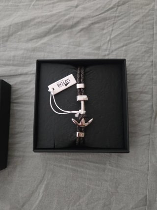 Pulsera Lotus Style Hombre Cuero Marrón Ancla