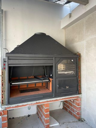Barbacoa de leña negra y beige S-3