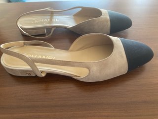 Chanel Bailarinas Beige y Negras Talla 40,5