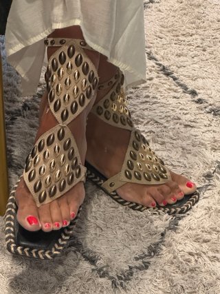 Sandalias Serraje Zara Studio Beige/Oro