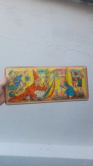 Scatola Latta Vintage Bambini Pittura Acquerelli