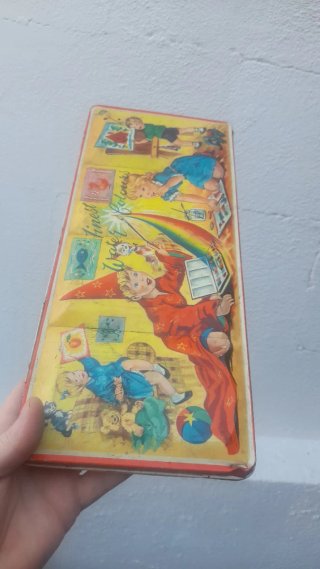 Scatola Latta Vintage Bambini Pittura Acquerelli