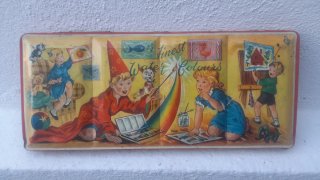 Scatola Latta Vintage Bambini Pittura Acquerelli
