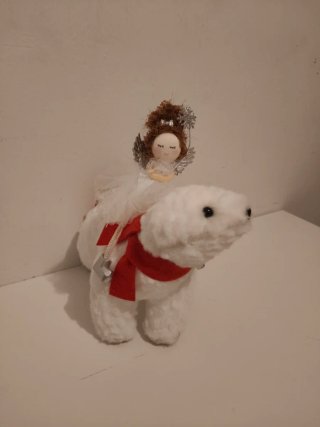 Adorno Navideño Oso Polar con Hada