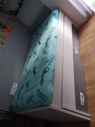 Cama nido juvenil gris y blanca