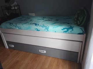 Cama nido juvenil gris y blanca