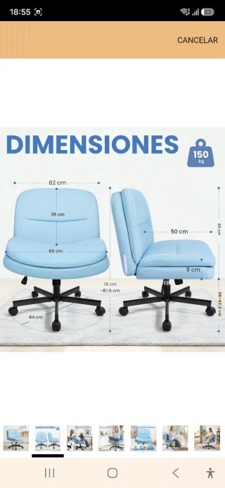 Silla de oficina azul sin estrenar